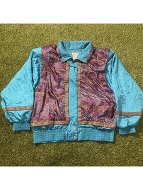 Vintage 90’s Lavon Patterned Blue windbreaker jacket